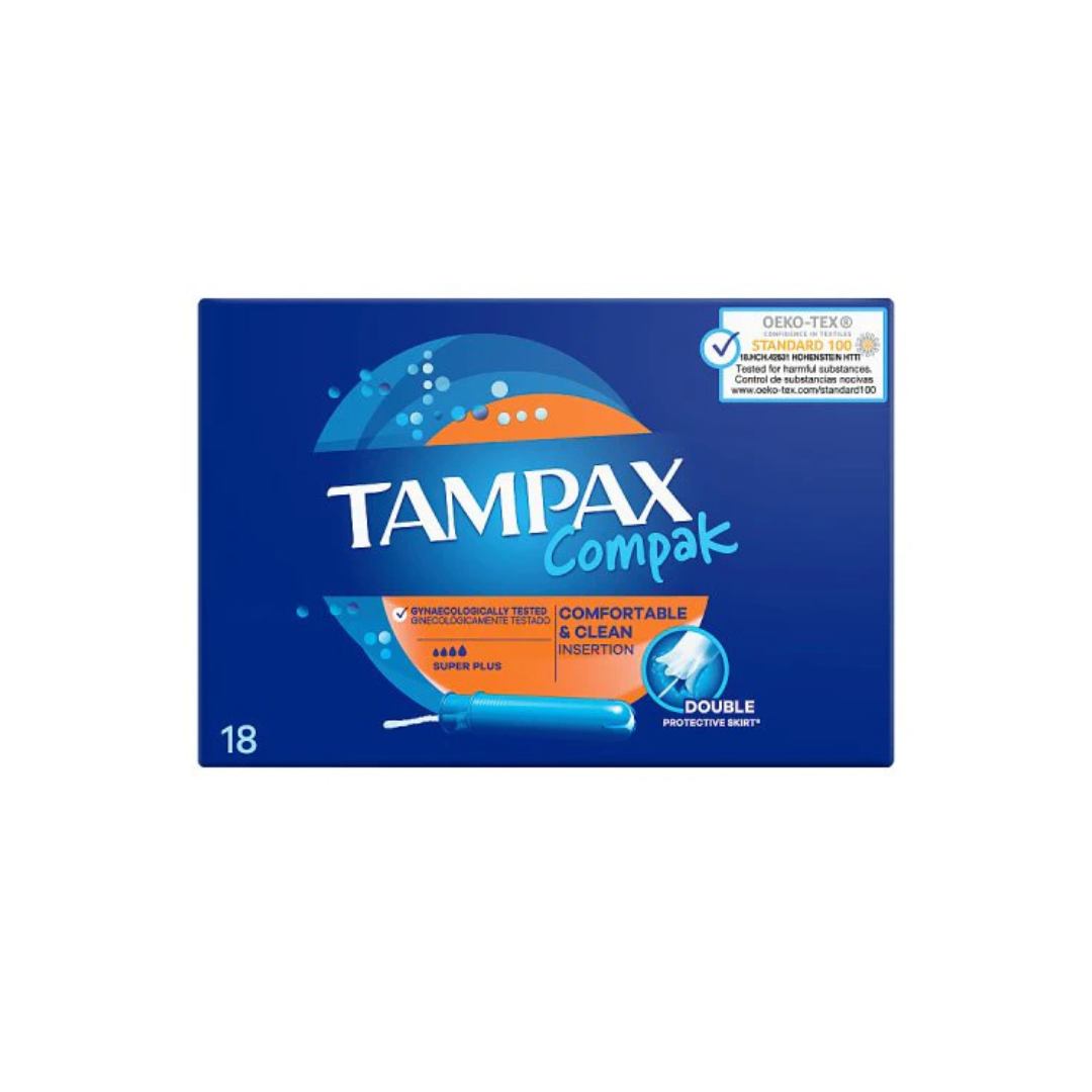 Tampax Compak Super Plus Tampons With Applicator X18