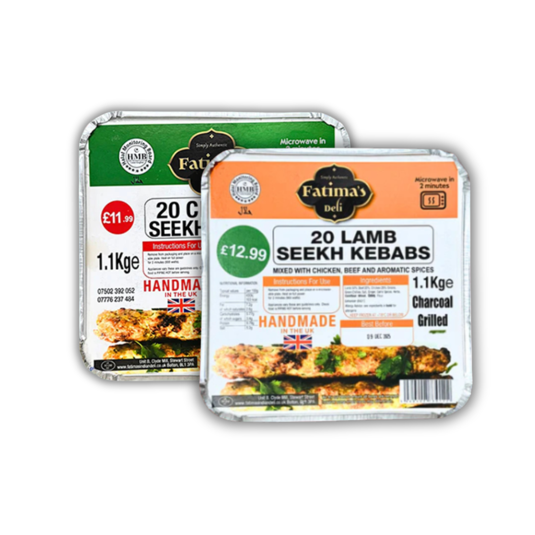 Fatima’s 20  Seekh Kebabs 1.1kg (Lamb, Chicken) - Autumn Offers