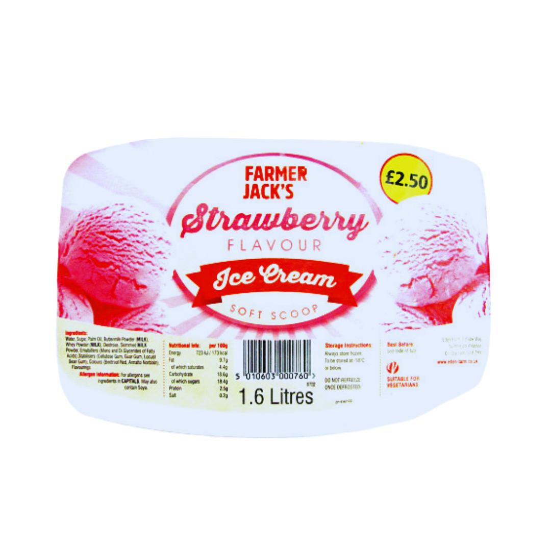 Farmer Jack's Strawberry Flavour Ice Cream 1.6 Litres