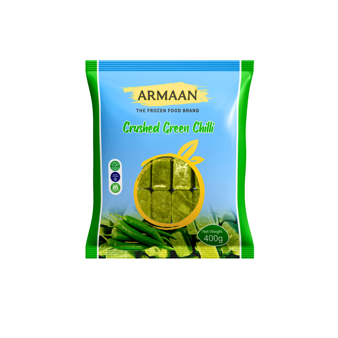 Armaan Crushed Green Chilli Cubes 400g