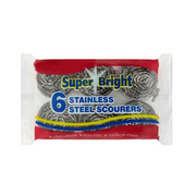 Super Bright  Stainless Steel Scourers - 6 pack