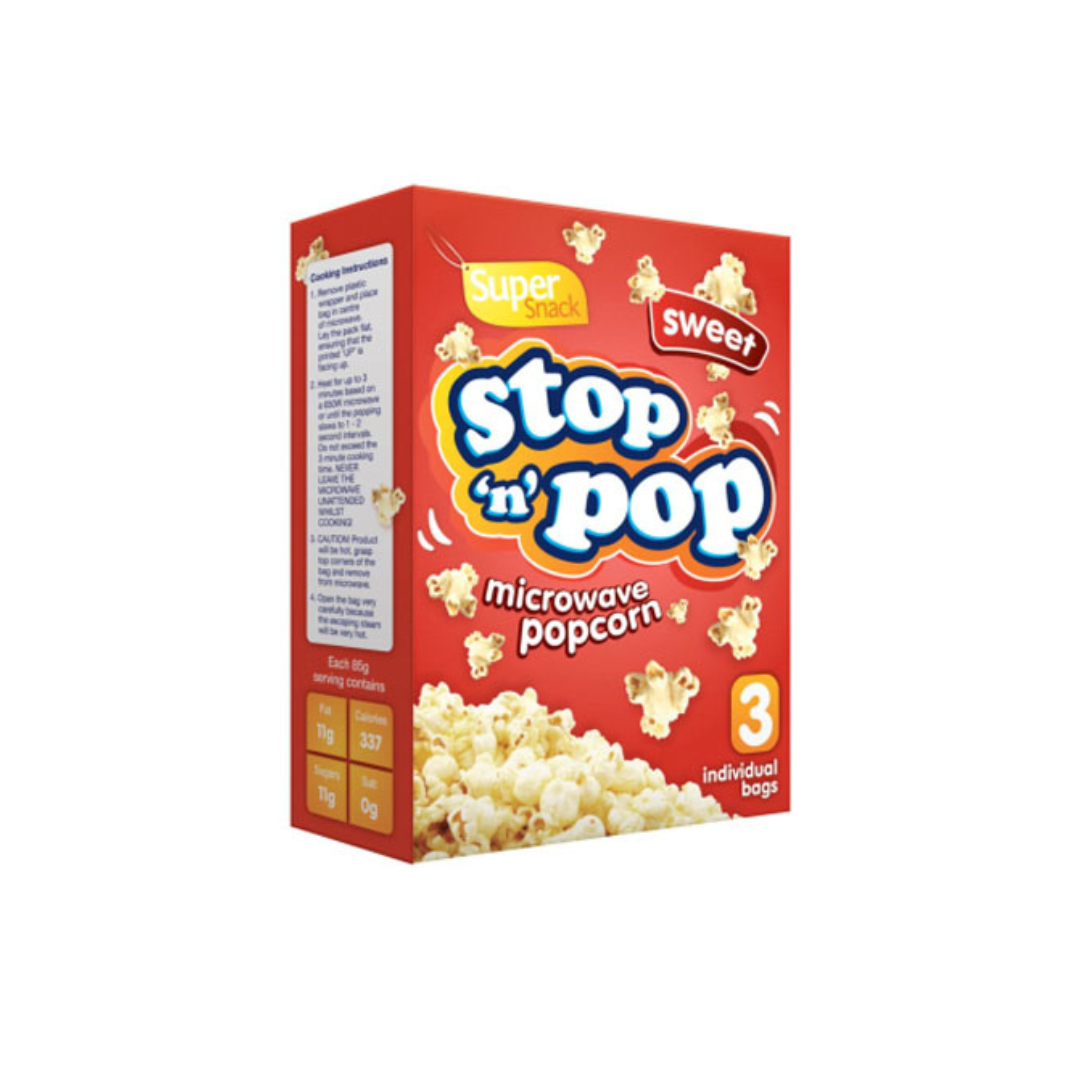 Goodwin's Stop ‘N’ Pop Sweet Microwave Popcorn 3 x 85g