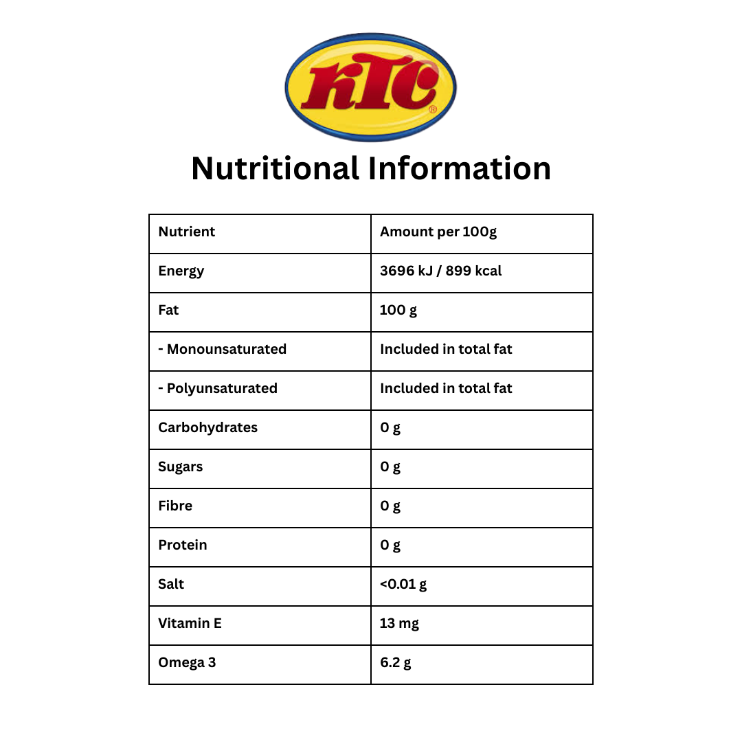 KTC Cooking Oils - KTC Extended Life Vegetable Oil - 1L