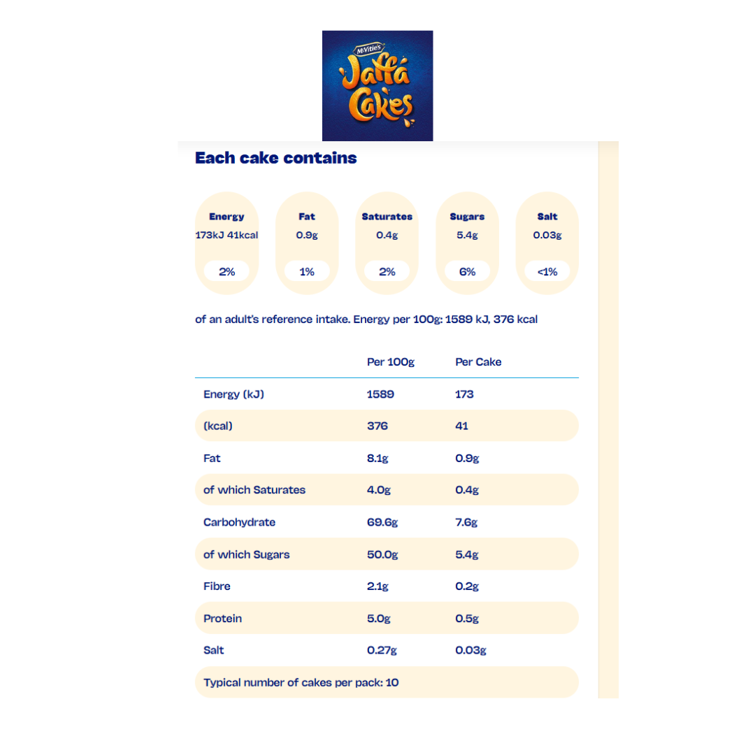 McVitie's Jaffa Cakes Original Chocolate Biscuits 10 Cakes, 110g