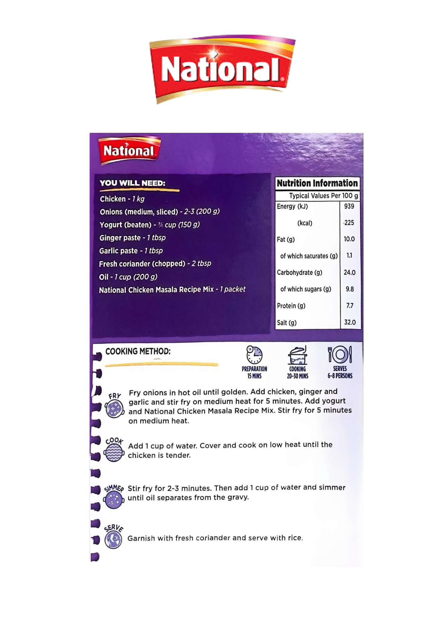 National Chicken Masala Recipe Mix