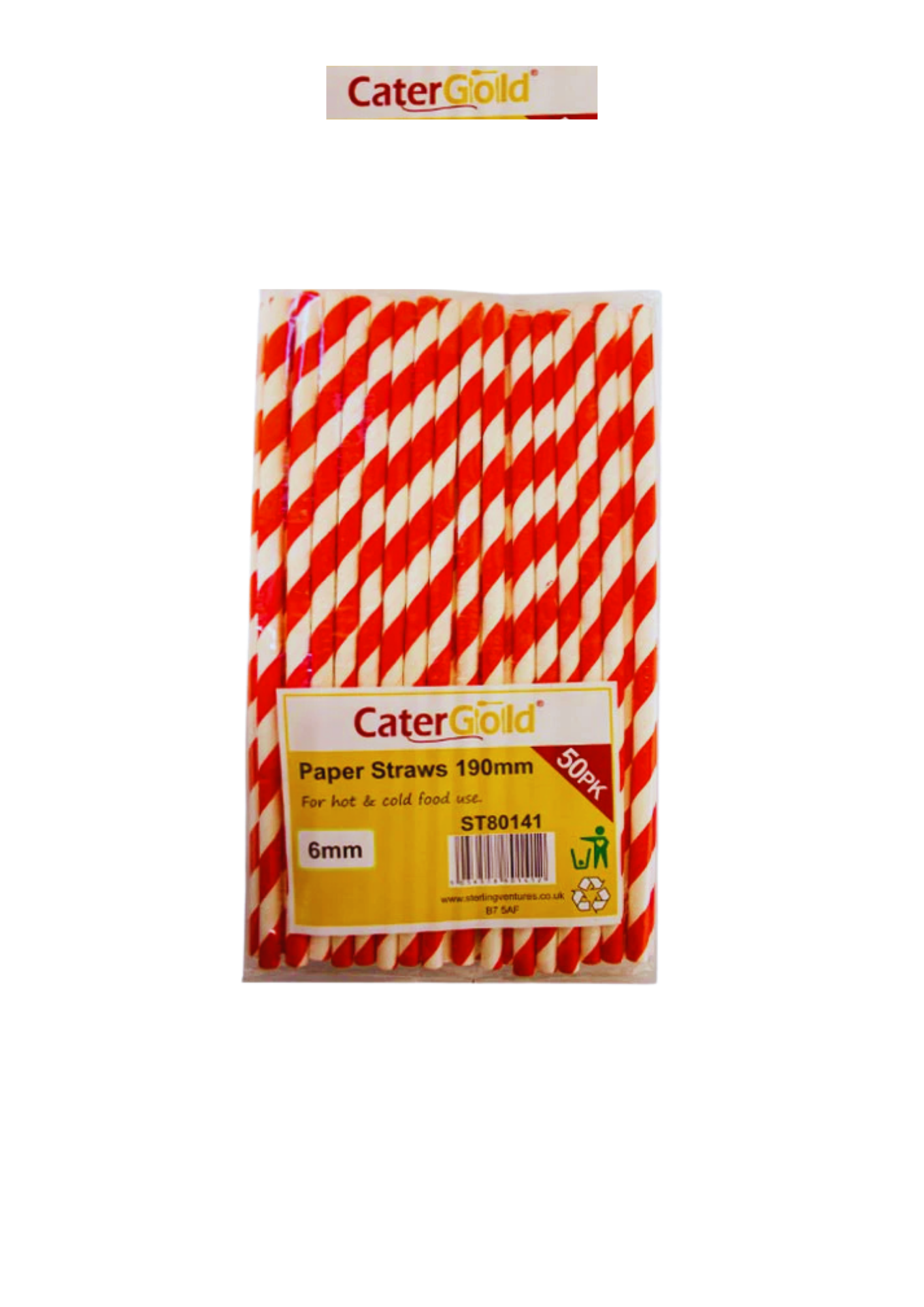 Cater Gold Paper Straws (190 x 6mm) 50pk