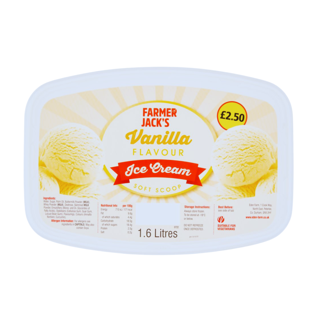 Farmer Jack's Vanilla Flavour Ice Cream 1.6 Litres