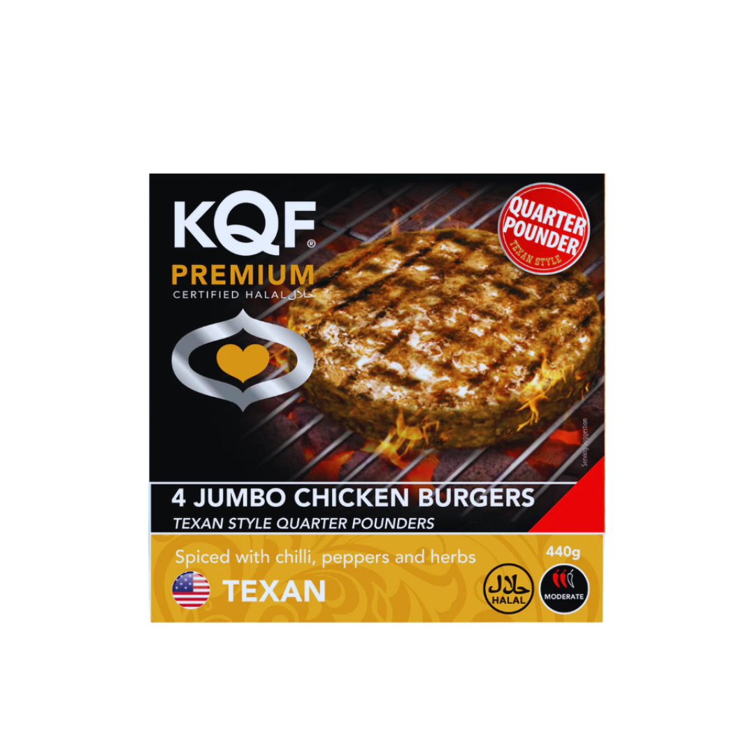 KQF 4 Jumbo Texan Quarter Pounder Chicken Burgers