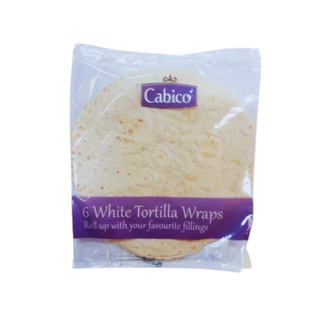 Cabico 6 Plain White Tortilla Wraps 25cm