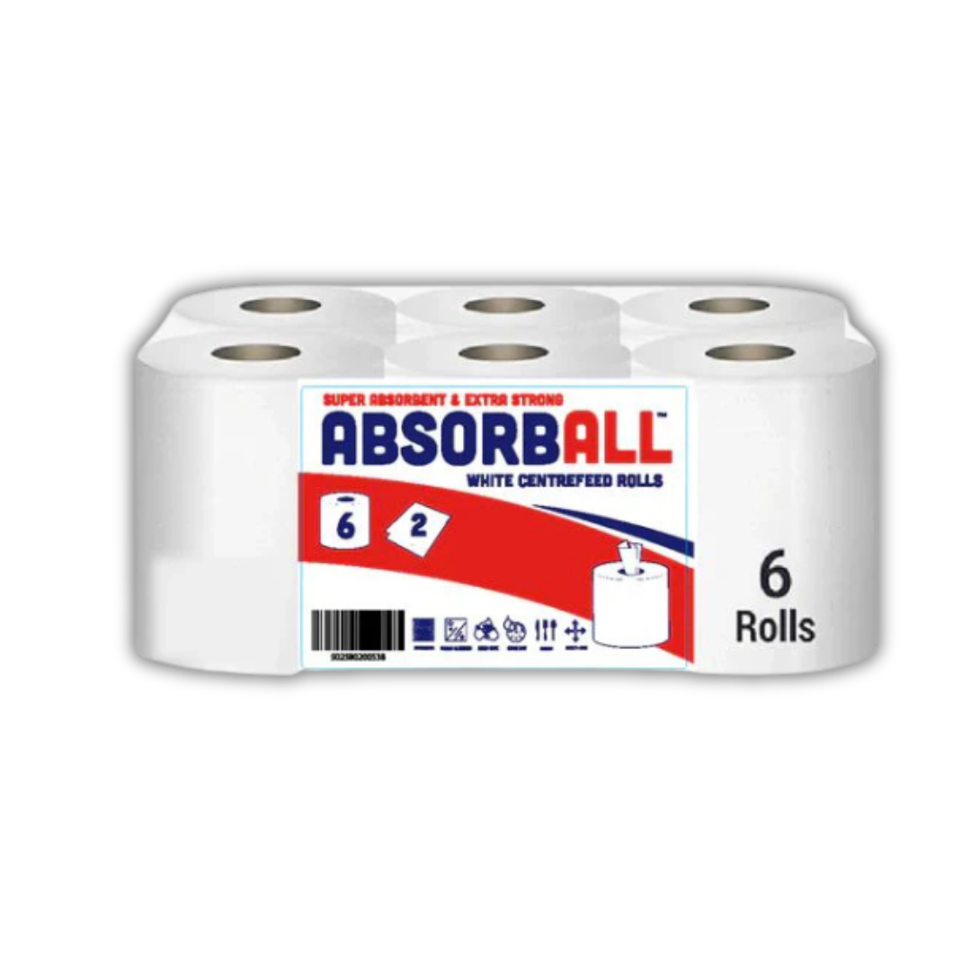 Absorball White Centrefeed Rolls - 6 Rolls