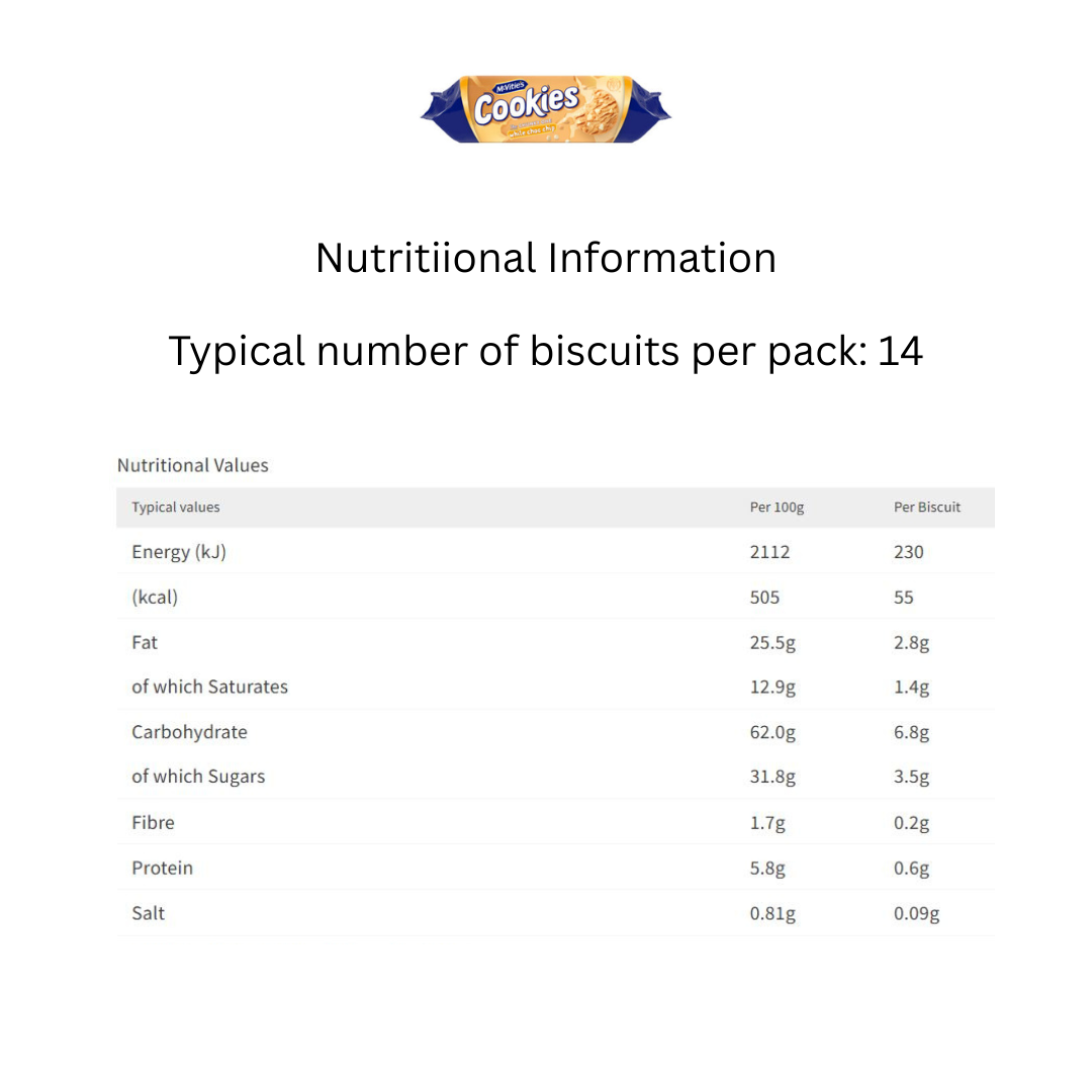 McVitie's Cookies – The Chunky One White Choc Chip (150g)