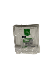 Pack of elite unbreakable dessert spoons on a white background