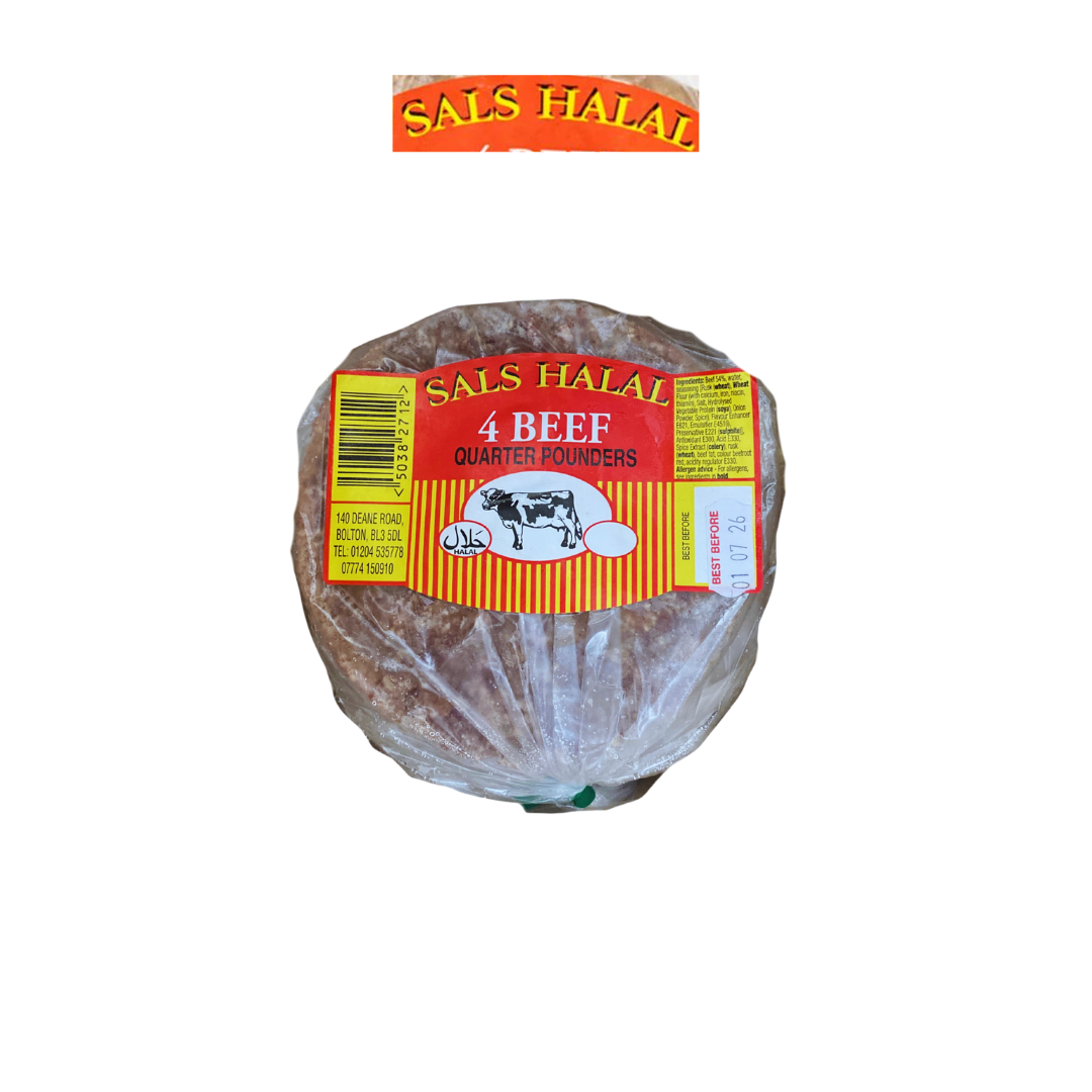 Sals Halal Beef Quarter Pounders (500 g, Pack of 4)