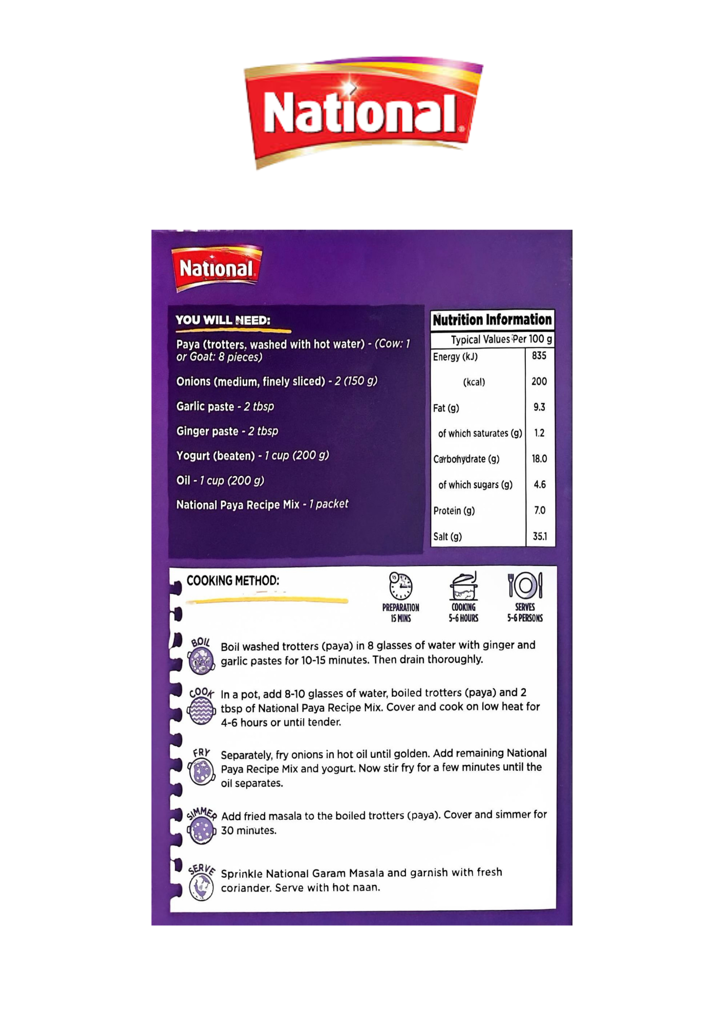 National Paya Recipe Mix