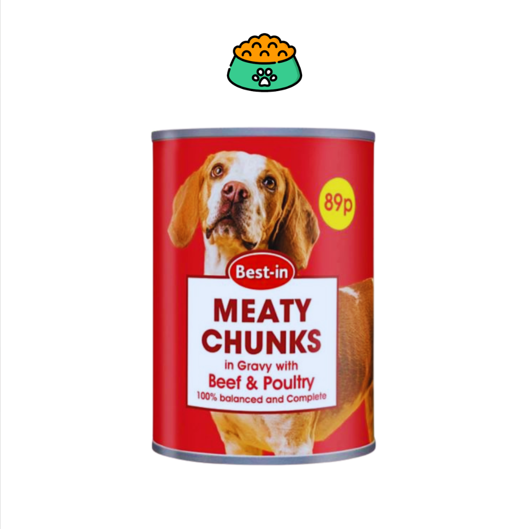 Best-in Meaty Chunks Dog Food in Gravy with Beef & Poultry  400g
